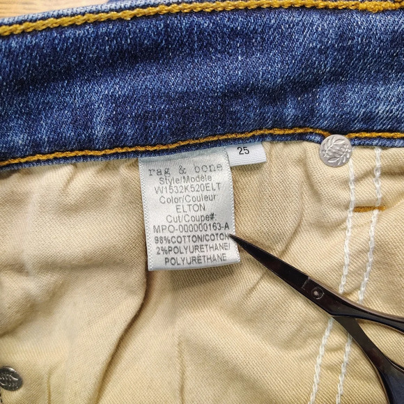 Rag & Bone high rise Slimming skinny jeans, women's, size 25, stretch, cotton. - Picture 16 of 16